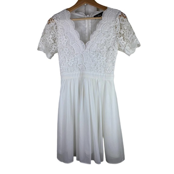 Lulus Size XS White Crochet Lace Chiffon Party Dress - Picture 1 of 6